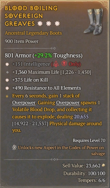 BUY BLOOD BOILING SOVEREIGN GREAVES 57-7S#3938-Diablo 4 Items