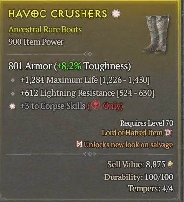 BUY HAVOC CRUSHERS 57-7S#3938-Diablo 4 Items