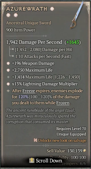 BUY AZUREWRATH 1S#31582-Diablo 4 Items