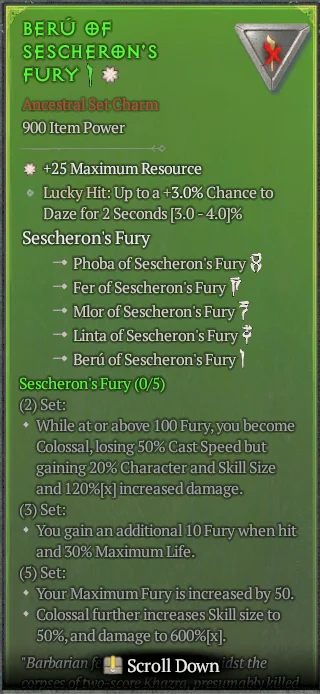 BUY BERU OF SESCHERON'S FURY 2S#31582-Diablo 4 Items