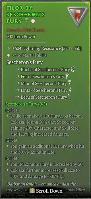 BUY MLOR OF SESCHERON'S FURY 2S#31582-Diablo 4 Items