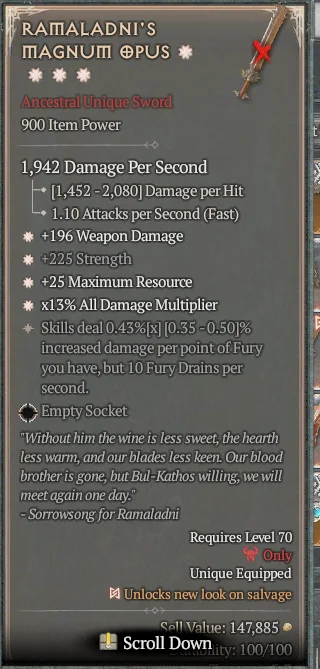 BUY RAMALADNI'S MAGNUM OPUS 4S#31582-2-Diablo 4 Items
