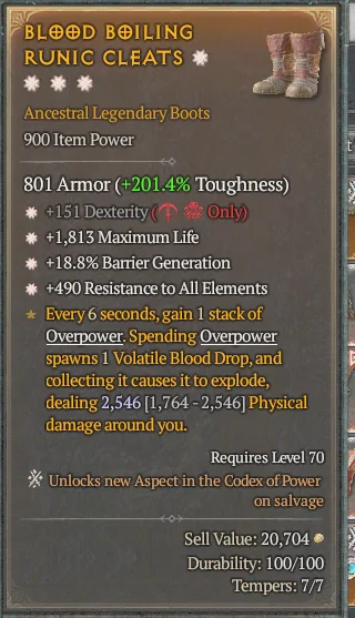 BUY BLOD BOILING RUNIC CLEATS 4S#31582-Diablo 4 Items