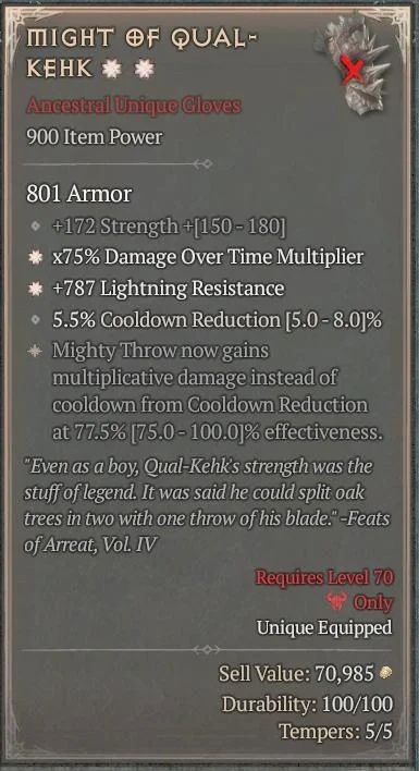 BUY MIGHT OF QUAL-KEHK 1S#31804-3-Diablo 4 Items