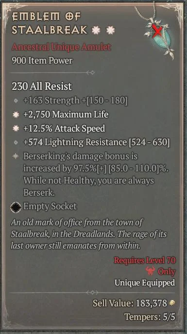 BUY EMBLEM OF STAALBREAK 1S#31870-Diablo 4 Items