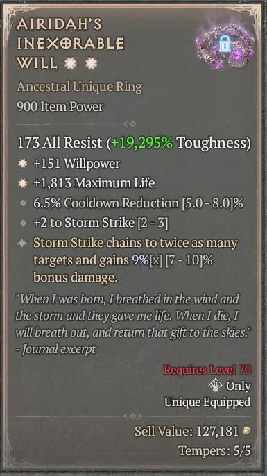 BUY AIRIDAH'S INEXORABLE WILL 3S#33948-4-Diablo 4 Items
