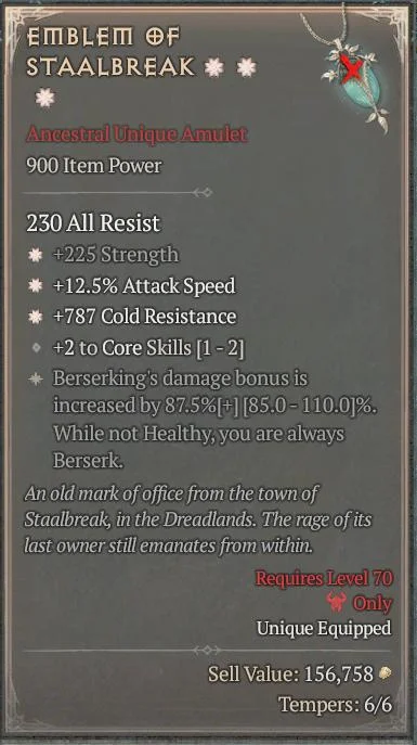 BUY EMBLEM OF STAALBREAK 1S#3640-Diablo 4 Items