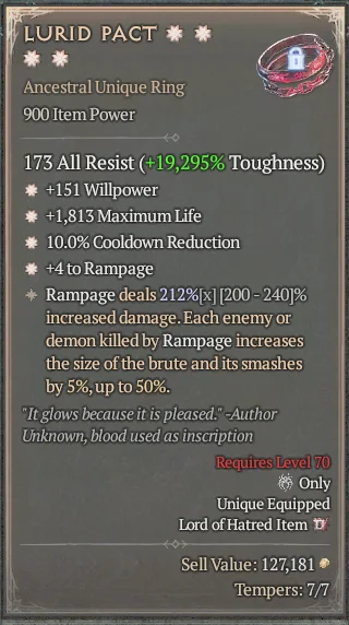 BUY LURID PACT 2S#3640-Diablo 4 Items
