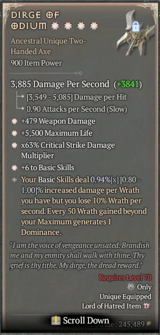 BUY DIRGE OF ODIUM 3S#3640-Diablo 4 Items