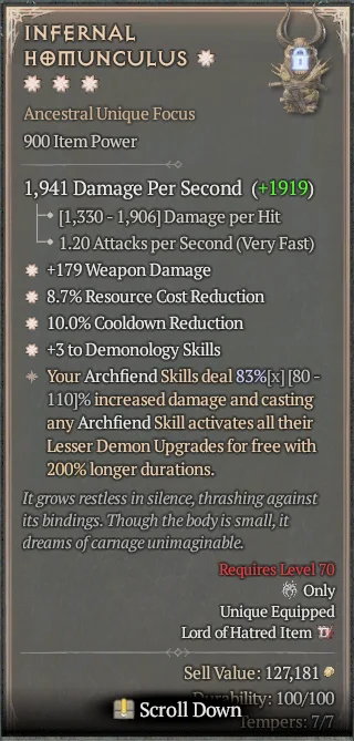 BUY INFERNAL HOMUNCULUS 4S#3640-3-Diablo 4 Items