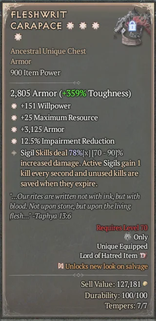 BUY FLESHWRIT CARAPACE 4S#3640-Diablo 4 Items