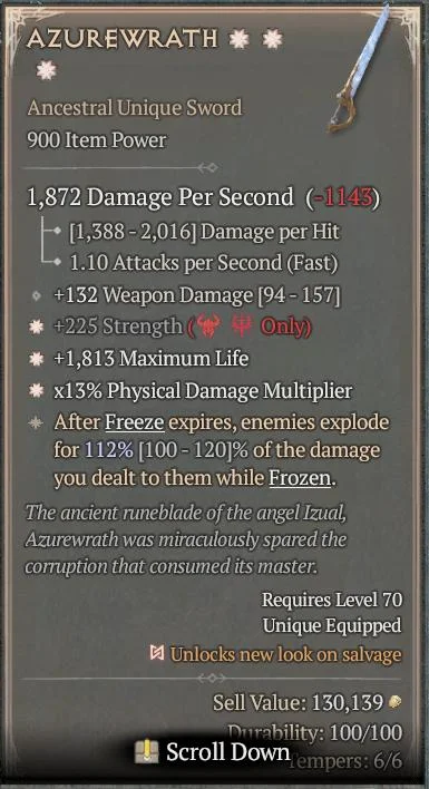 BUY AZUREWRATH 6S#3640-Diablo 4 Items