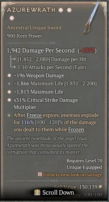 BUY AZUREWRATH 6S#3640-2-Diablo 4 Items