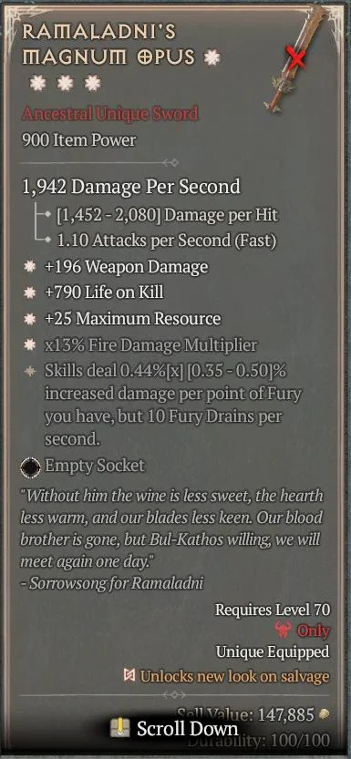 BUY RAMALADNI'S MAGNUM OPUS 6S#3640-3-Diablo 4 Items