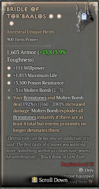 BUY BRIDLE OF TOR'BAALOS 2S#3938-Diablo 4 Items