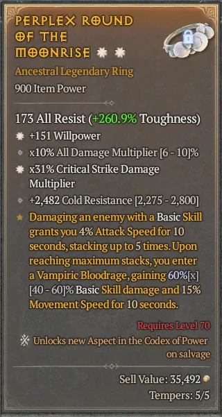 BUY PERPLEX ROUND OF THE MOONRISE 4S#3938-Diablo 4 Items