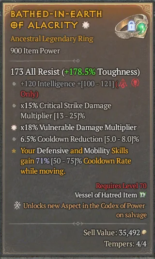 BUY BATHED-IN-EARTH OF ALACRITY 7S#3938-Diablo 4 Items