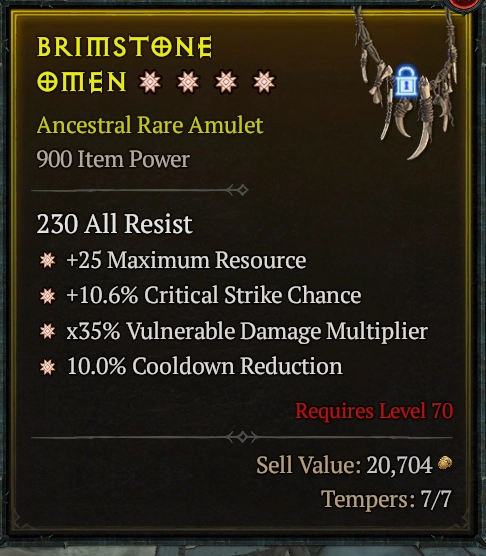BUY BRIMSTONE OMEN #0918-Diablo 4 Items
