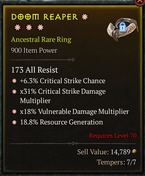 BUY DOOM REAPER #0918-Diablo 4 Items