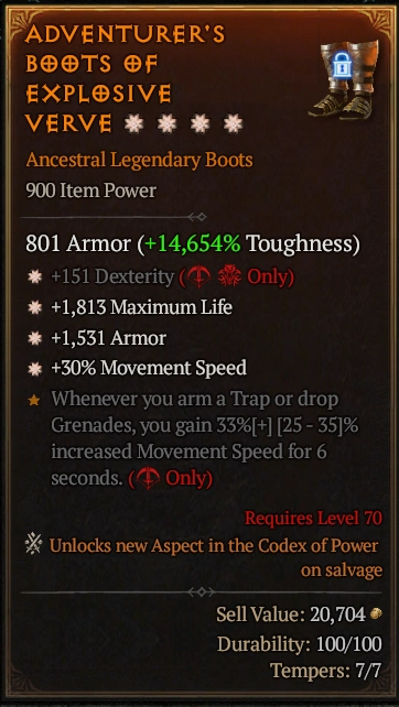 BUY ADVENTURER'S BOOTS OF EXPLOSIVE VERVE #0918-Diablo 4 Items