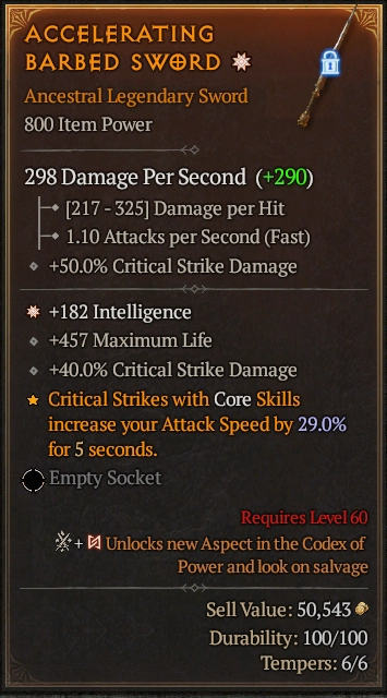 ACCELERATING BARBED SWORD 1S9#31636